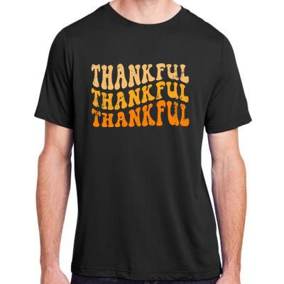 Fall Autumn Thankful Retro Groovy Thanksgiving Family Adult ChromaSoft Performance T-Shirt