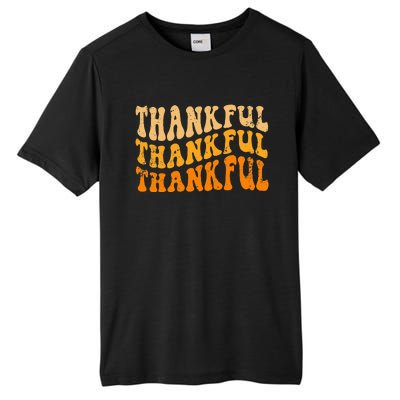 Fall Autumn Thankful Retro Groovy Thanksgiving Family Tall Fusion ChromaSoft Performance T-Shirt