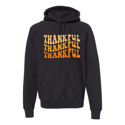 Fall Autumn Thankful Retro Groovy Thanksgiving Family Premium Hoodie