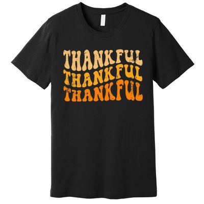 Fall Autumn Thankful Retro Groovy Thanksgiving Family Premium T-Shirt