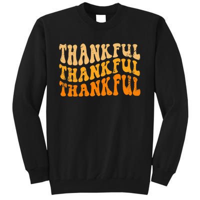 Fall Autumn Thankful Retro Groovy Thanksgiving Family Tall Sweatshirt