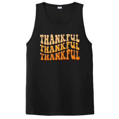 Fall Autumn Thankful Retro Groovy Thanksgiving Family PosiCharge Competitor Tank