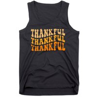 Fall Autumn Thankful Retro Groovy Thanksgiving Family Tank Top