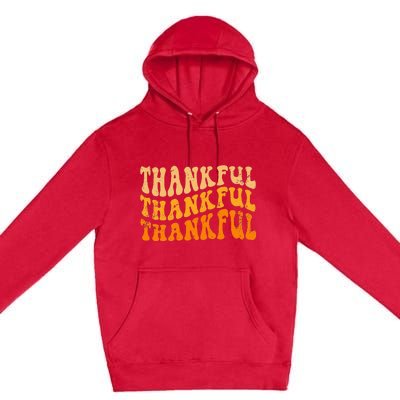 Fall Autumn Thankful Retro Groovy Thanksgiving Family Premium Pullover Hoodie