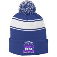 Fibromyalgia Awareness Tolerate The Pain Everyday Disease Gift Stripe Pom Pom Beanie