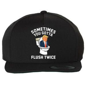 Funny Anti Trump Sometimes You Gotta Flush Twice Wool Snapback Cap