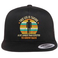 Funny Amputee This Leg Is Taking A Lot Longer To Grow Back Flat Bill Trucker Hat