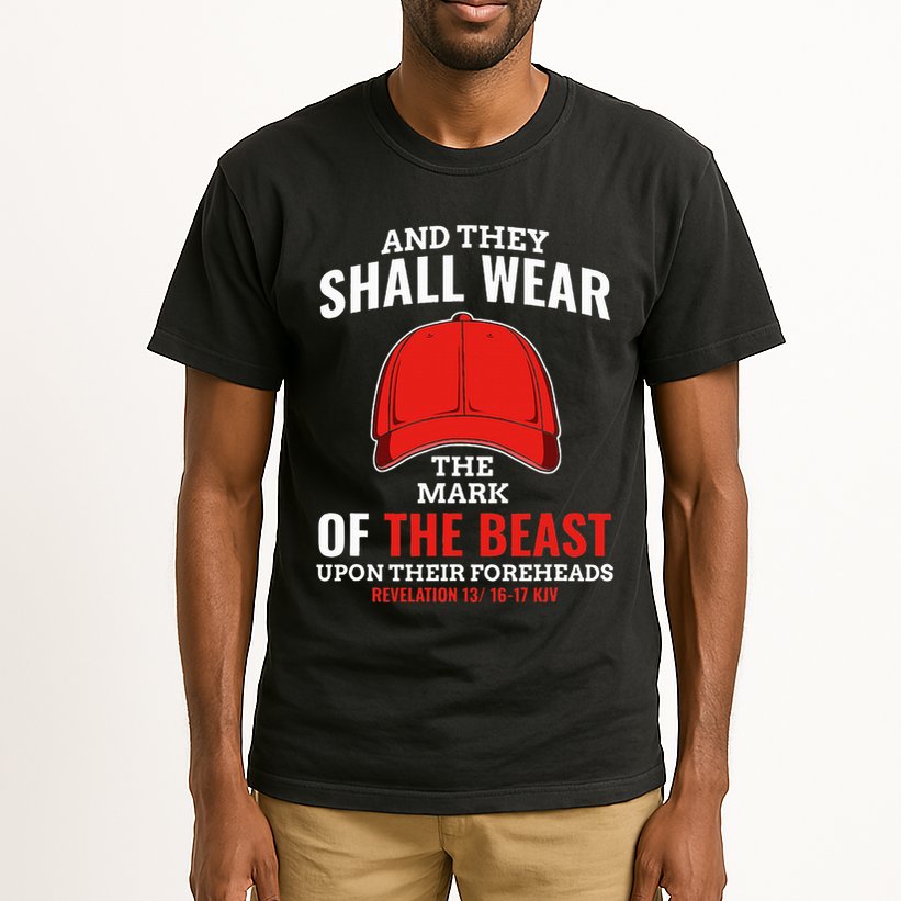 Funny Anti Trump Mark Of The Beast Red Hat Liberal Gift Tall T-Shirt