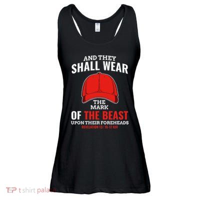 Funny Anti Trump Mark Of The Beast Red Hat Liberal Gift Ladies Essential Flowy Tank