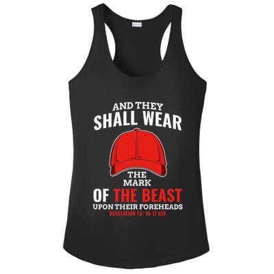 Funny Anti Trump Mark Of The Beast Red Hat Liberal Gift Ladies PosiCharge Competitor Racerback Tank