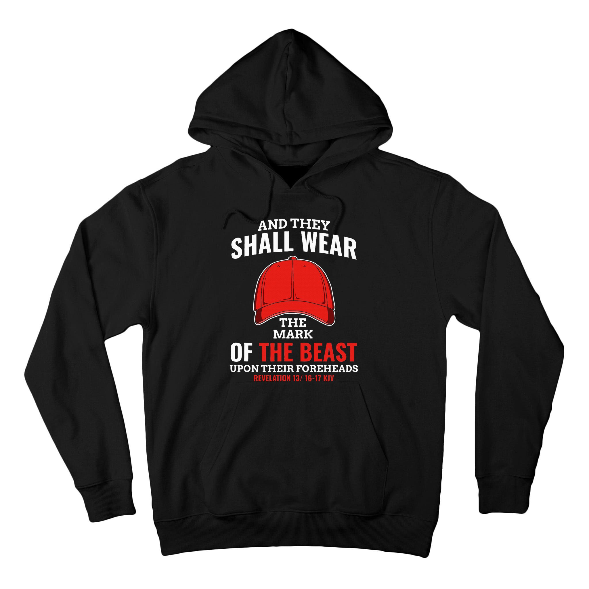 Funny Anti Trump Mark Of The Beast Red Hat Liberal Gift Tall Hoodie