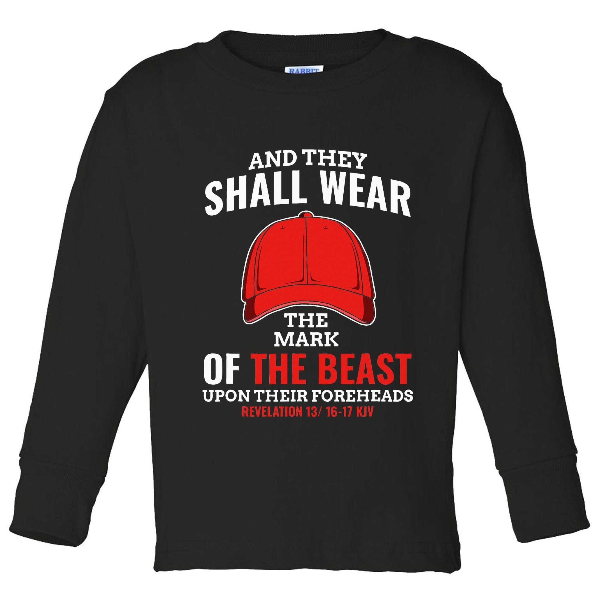 Funny Anti Trump Mark Of The Beast Red Hat Liberal Gift Toddler Long Sleeve Shirt
