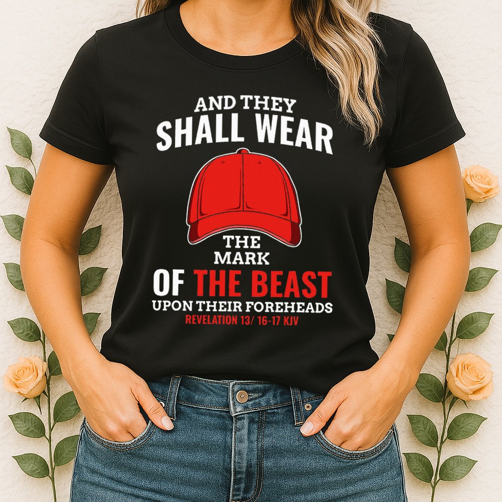 Funny Anti Trump Mark Of The Beast Red Hat Liberal Gift Womens T-Shirt