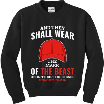 Funny Anti Trump Mark Of The Beast Red Hat Liberal Gift Kids Sweatshirt