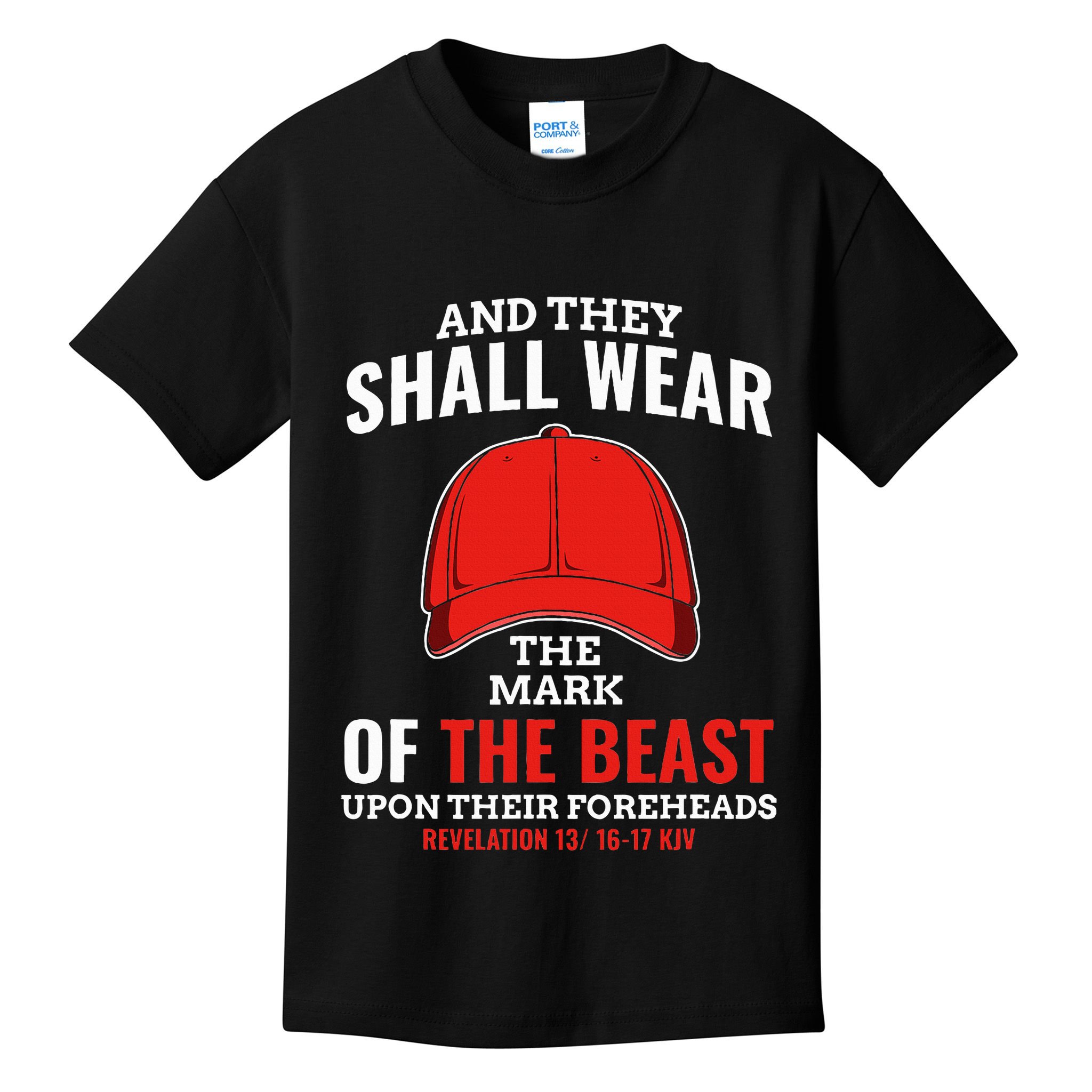 Funny Anti Trump Mark Of The Beast Red Hat Liberal Gift Kids T-Shirt