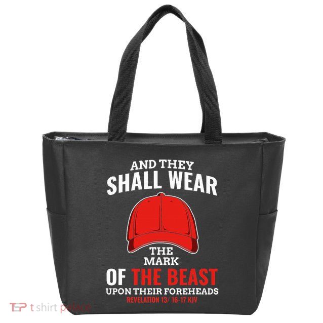 Funny Anti Trump Mark Of The Beast Red Hat Liberal Gift Zip Tote Bag