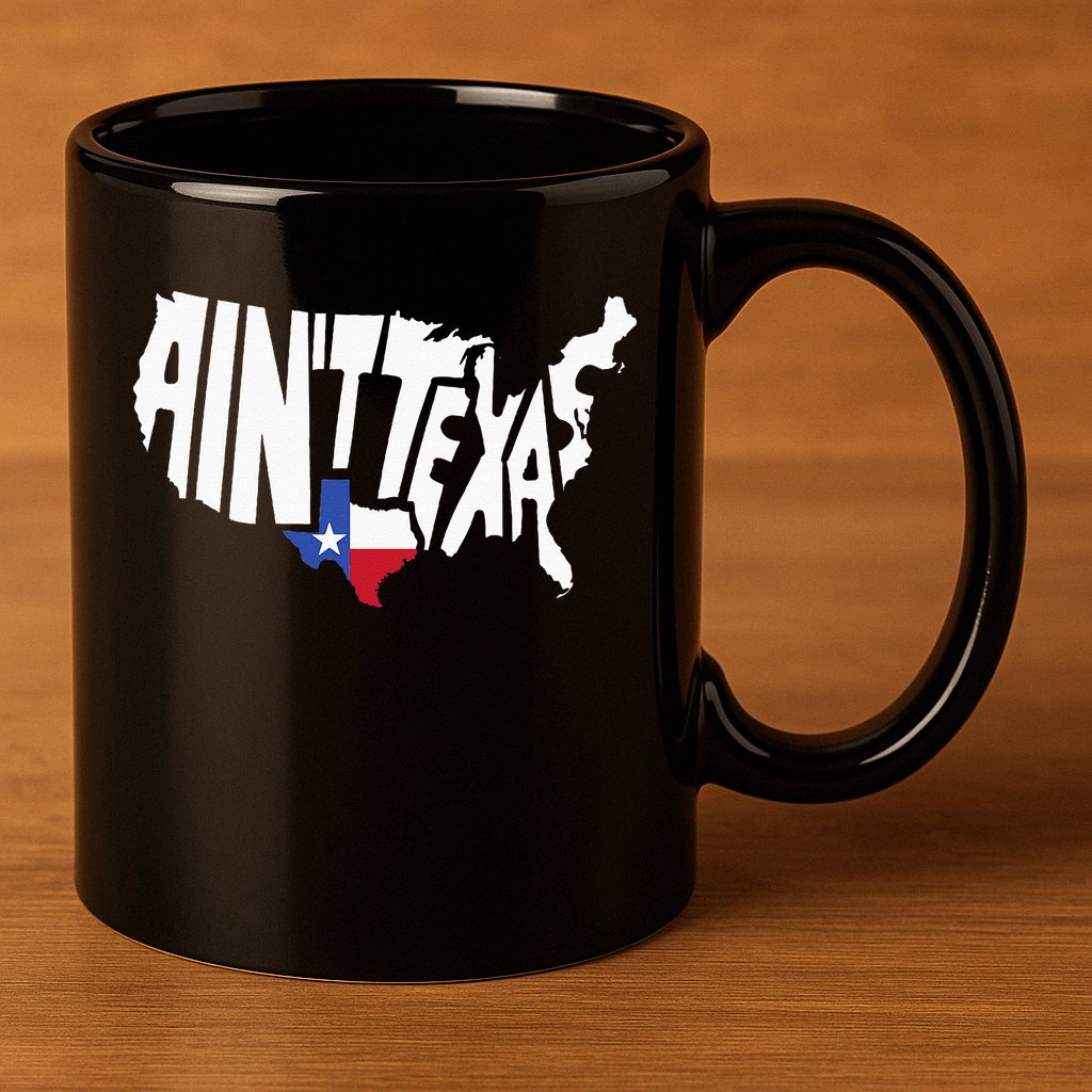 Funny Aint Texas USA Map Proud Texan 11oz C Handle Ceramic Mug