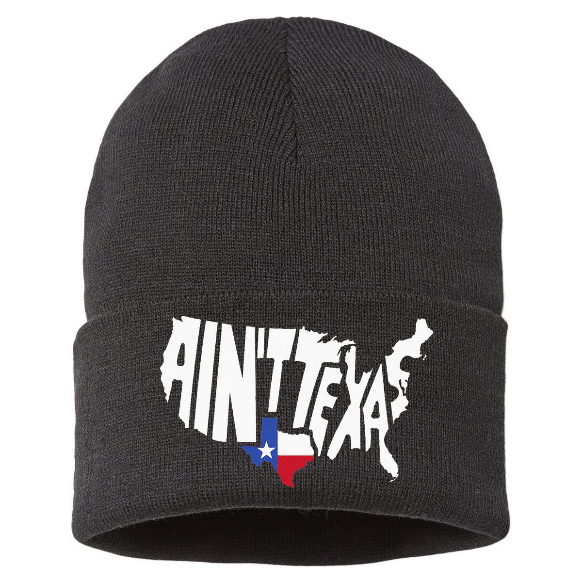 Funny Aint Texas USA Map Proud Texan Sustainable Knit Beanie