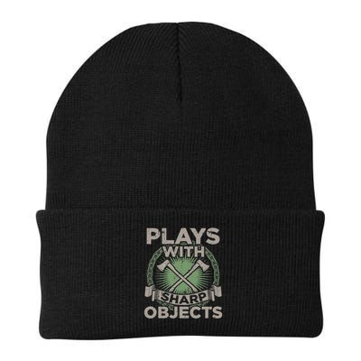 Funny Axe Throwing Plays With Sharp Objects Ax Gift Knit Cap Winter Beanie