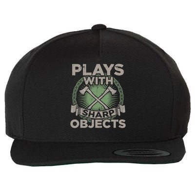 Funny Axe Throwing Plays With Sharp Objects Ax Gift Wool Snapback Cap
