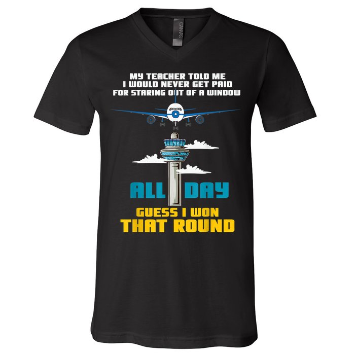 Funny Air Traffic Controller Saying ATC Flight Control V-Neck T-Shirt