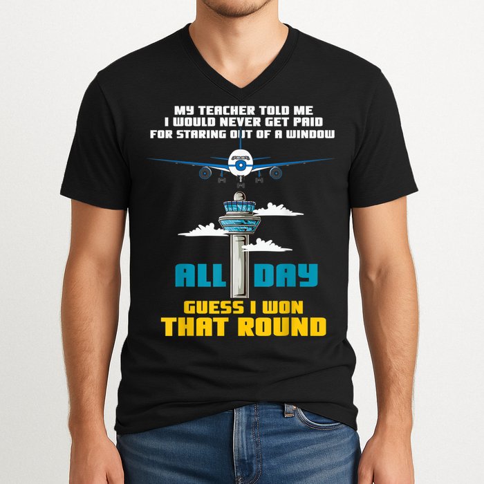 Funny Air Traffic Controller Saying ATC Flight Control V-Neck T-Shirt
