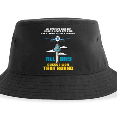 Funny Air Traffic Controller Saying ATC Flight Control Sustainable Bucket Hat