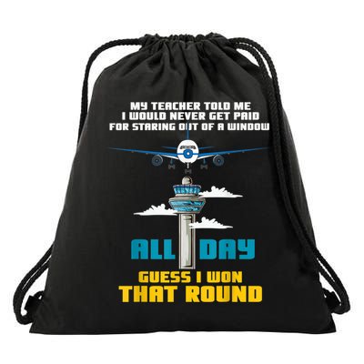 Funny Air Traffic Controller Saying ATC Flight Control Drawstring Bag