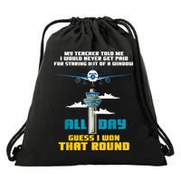 Funny Air Traffic Controller Saying ATC Flight Control Drawstring Bag