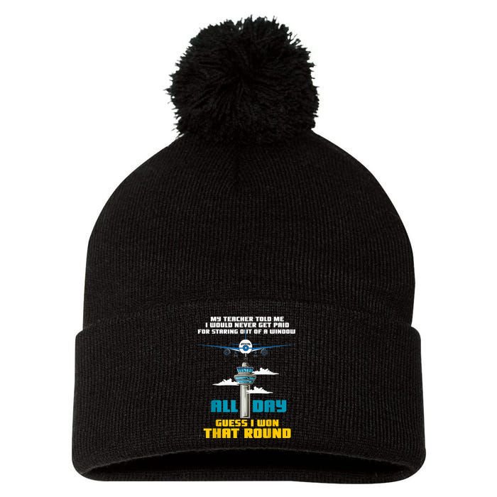 Funny Air Traffic Controller Saying ATC Flight Control Pom Pom 12in Knit Beanie