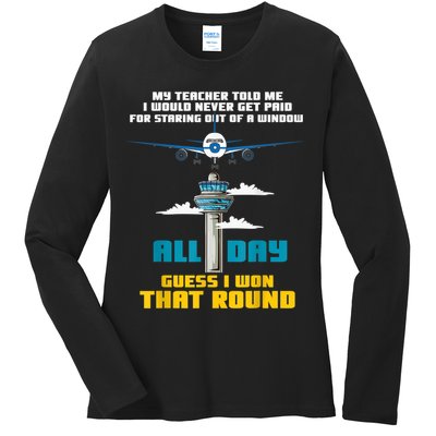 Funny Air Traffic Controller Saying ATC Flight Control Ladies Long Sleeve Shirt
