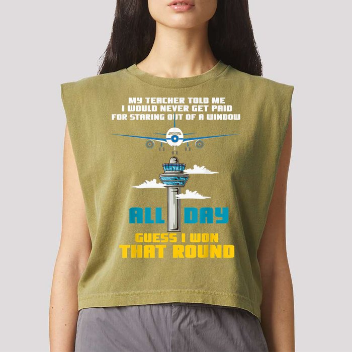 Funny Air Traffic Controller Saying ATC Flight Control Garment-Dyed Women's Muscle Tee