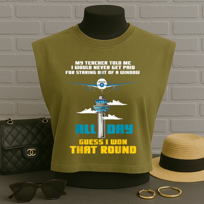 Funny Air Traffic Controller Saying ATC Flight Control Garment-Dyed Women's Muscle Tee