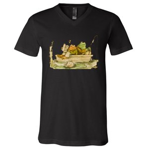 Frog And Toad Funny Book V-Neck T-Shirt