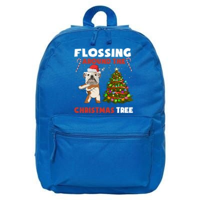 Flossing Around The Christmas TreeEnglish Bulldog Christmas Gift 16 in Basic Backpack