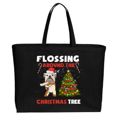 Flossing Around The Christmas TreeEnglish Bulldog Christmas Gift Cotton Canvas Jumbo Tote