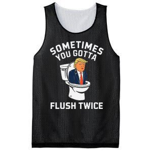 Funny Anti Trump Sometimes You Gotta Flush Twice Gift Mesh Reversible Basketball Jersey Tank