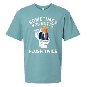 Funny Anti Trump Sometimes You Gotta Flush Twice Gift Sueded Cloud Jersey T-Shirt