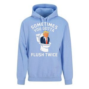 Funny Anti Trump Sometimes You Gotta Flush Twice Gift Unisex Surf Hoodie