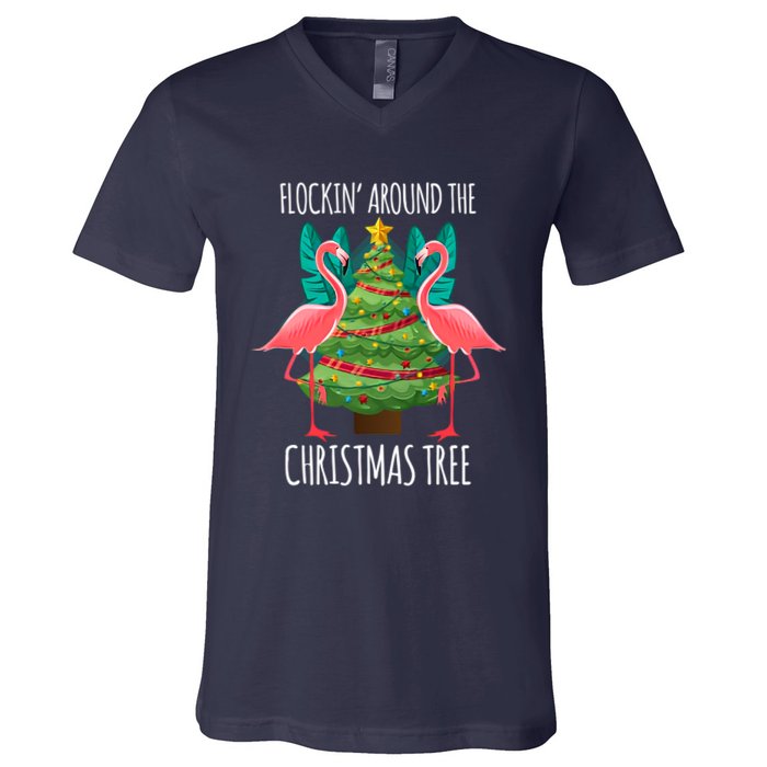 Flockin Around The Christmas Tree V-Neck T-Shirt