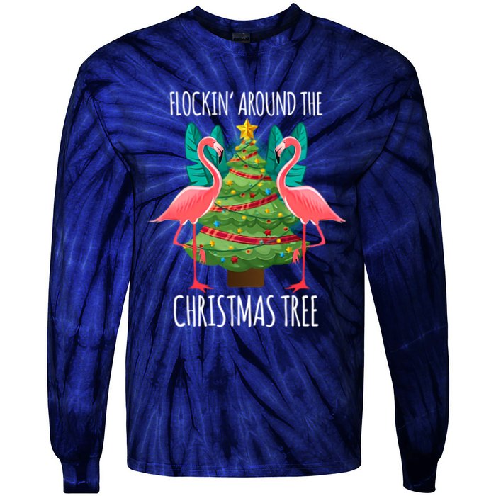 Flockin Around The Christmas Tree Tie-Dye Long Sleeve Shirt