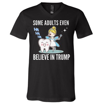 Funny Antitrump Tooth Fairy Laughing Humorous Cartoon V-Neck T-Shirt