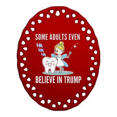 Funny Antitrump Tooth Fairy Laughing Humorous Cartoon Ceramic Oval Ornament