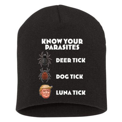 Funny Anti Trump Know Your Parasites Lunatic Design Short Acrylic Beanie