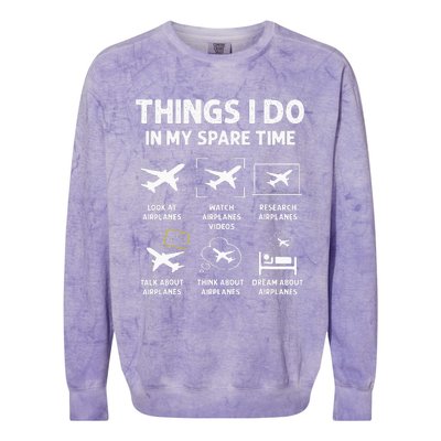 Funny Airplane Things I Do In My Spare Time Pilots Colorblast Crewneck Sweatshirt