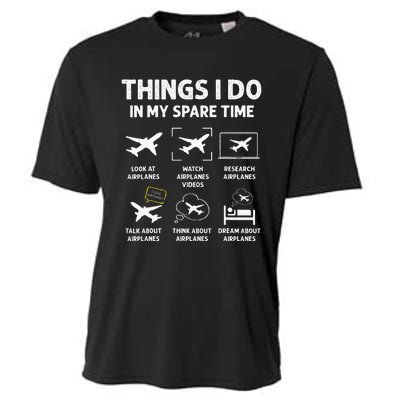 Funny Airplane Things I Do In My Spare Time Pilots Cooling Performance Crew T-Shirt