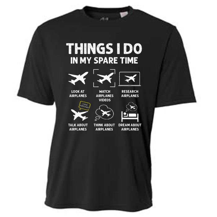 Funny Airplane Things I Do In My Spare Time Pilots Cooling Performance Crew T-Shirt