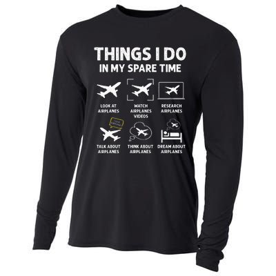 Funny Airplane Things I Do In My Spare Time Pilots Cooling Performance Long Sleeve Crew