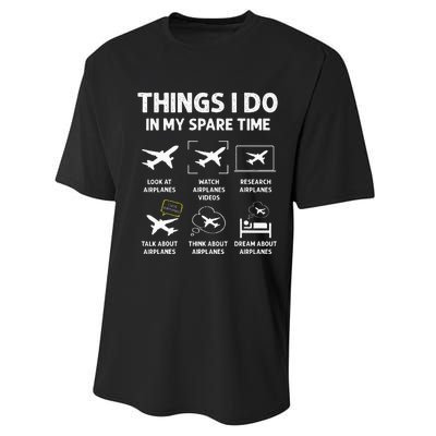 Funny Airplane Things I Do In My Spare Time Pilots Performance Sprint T-Shirt