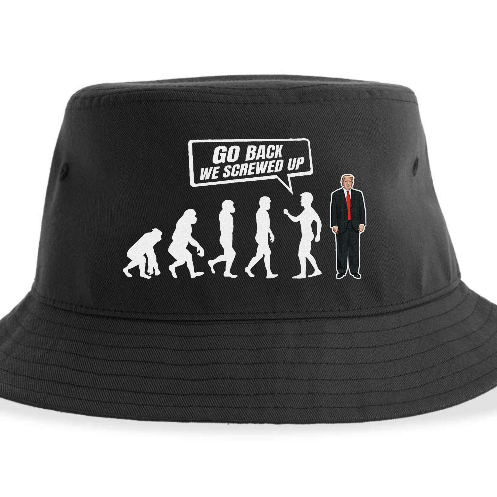 Funny Anti Trump Go Back We Screwed Up Trump Evolution Sustainable Bucket Hat